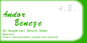 andor bencze business card